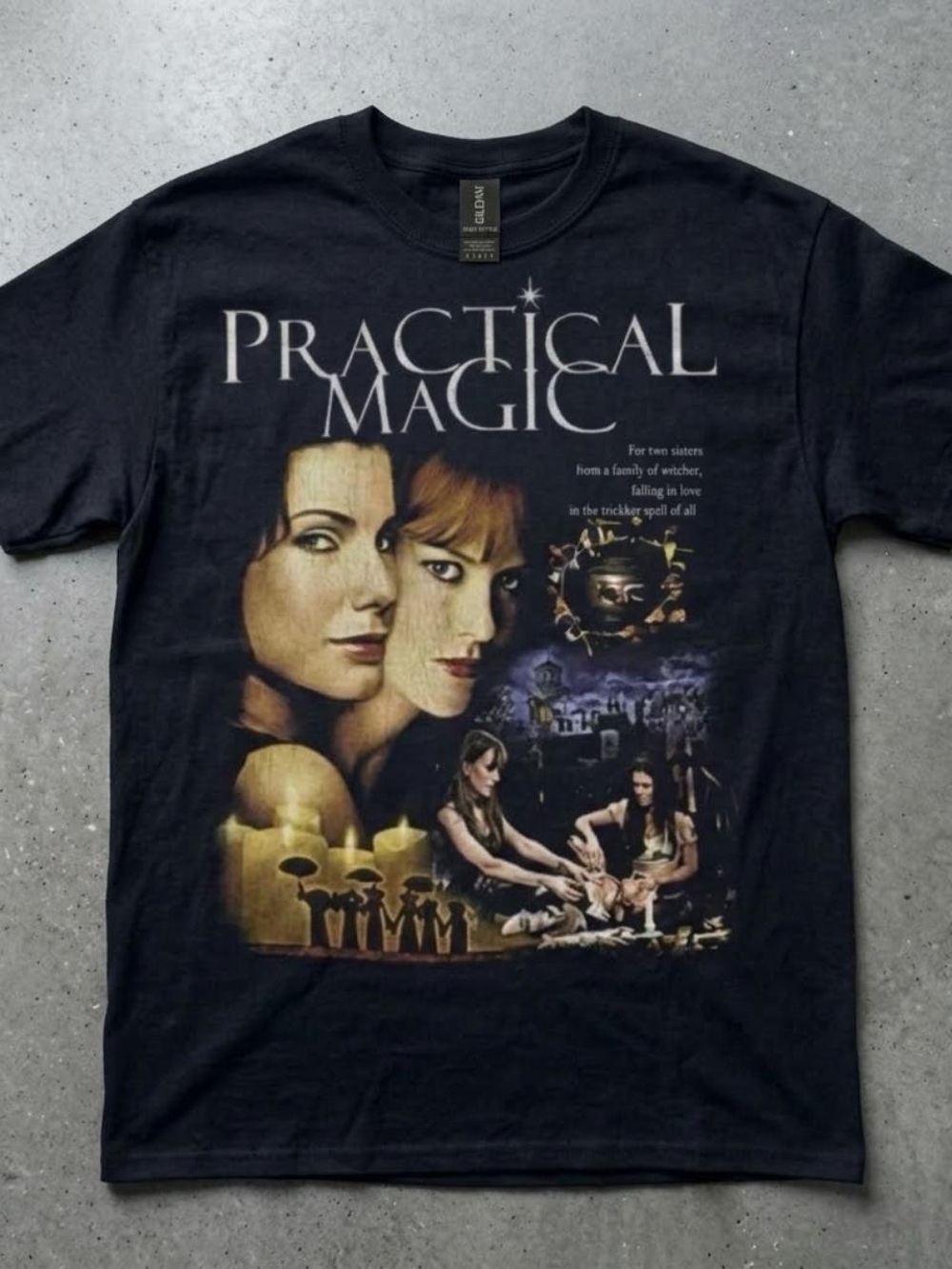 Gildan Black Practical Magic Movie Graphic Tee